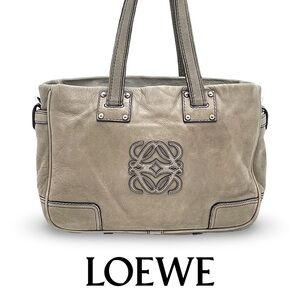 *RARE* LOEWE Anagram Nubuck Leather Shoulder Bag/ Tote/ Crossbody in Taupe😮